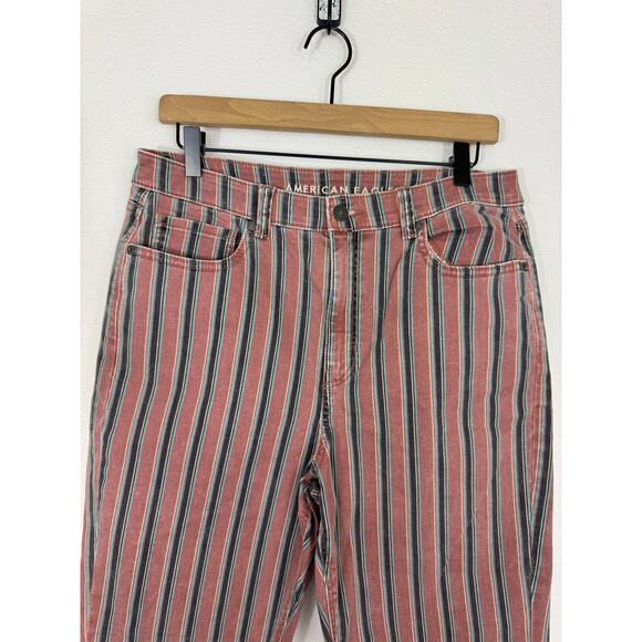 American Eagle Striped Mom Jeans Size 10 Regular High Rise Stretch Denim - Picture 4 of 9